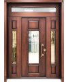 Дверь вхлдная Cerber 48 - Панель с покрытием натуральным шпоном, цвет Орех классический.