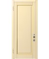 Дверь входная Cerber 38 - Наборная МДФ панель окрашена по каталогу Ral, цвет 1013. Панель декорирована золотой патиной. Наличники гладкие с зарезкой под петли.