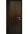 Дверь входная в квартиру Cerber 1 - Декоративная панель с покрытием антивандальным пластиком имитирующим натуральную древесину с фрезеровкой. Гладкие наличники с зарезкой под петли.