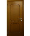 Дверь входная в квартиру Cerber 1 - Декоративная МДФ панель с покрытием натуральным шпоном  Анегре Янтарь с фрезеровкой в классическом стиле. Гладкие наличники с зарезкой под петли.