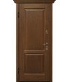 Дверь входная в квартиру Cerber 10 - Наборная панель из массива Дуба. Цвет: Дуб Кремовый. Фигурные наличники и капитель Luce.