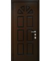 Дверь входная в квартиру Cerber 13 - Панель выполнена из МДФ с покрытием натуральным шпоном Венге с фрезеровкой. Фреза тонируется в цвет шпона. Гладкие наличники.