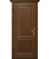 Дверь входная в квартиру Cerber 15 - Наборная панель из массива Дуба. Цвет: Дуб Кремовый. Фигурные наличники и капитель Luce.
