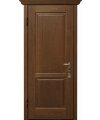 Дверь входная в квартиру Cerber 16 - Наборная панель из массива Дуба. Цвет: Дуб Кремовый. Фигурные наличники и капитель Luce.