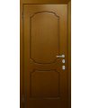 Дверь входная в квартиру Cerber 2 - Декоративная МДФ панель с покрытием натуральным шпоном  Анегре Янтарь с фрезеровкой в классическом стиле. Гладкие наличники с зарезкой под петли.