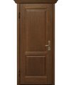 Дверь входная в квартиру Cerber 24 - Наборная панель из массива Дуба. Цвет: Дуб Кремовый. Фигурные наличники и капитель Luce.