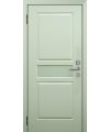 Дверь входная в квартиру Cerber 24 - Наборная МДФ панель, окрашена в цвет Ral 9003. Панель декорирована вставкой из белого матового стекла.  L-образные наличники с зарезкой под петли.