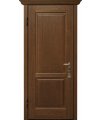 Дверь входная в квартиру Cerber 25 - Наборная панель из массива Дуба. Цвет: Дуб Кремовый. Фигурные наличники и капитель Luce.