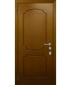 Дверь входная в квартиру Cerber 25 - Декоративная МДФ панель с покрытием натуральным шпоном  Анегре Янтарь с фрезеровкой в классическом стиле. Гладкие наличники с зарезкой под петли.