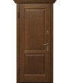 Дверь входная в квартиру Cerber 26 - Наборная панель из массива Дуба. Цвет: Дуб Кремовый. Фигурные наличники и капитель Luce.