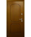 Дверь входная в квартиру Cerber 26 - Декоративная МДФ панель с покрытием натуральным шпоном  Анегре Янтарь с фрезеровкой в классическом стиле. Гладкие наличники с зарезкой под петли.