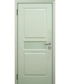 Дверь входная в квартиру Cerber 29 - Наборная МДФ панель, окрашена в цвет Ral 9003. Панель декорирована вставкой из белого матового стекла.  L-образные наличники с зарезкой под петли.