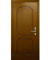Дверь входная в квартиру Cerber 7 - Декоративная МДФ панель с покрытием натуральным шпоном  Анегре Янтарь с фрезеровкой в классическом стиле. Гладкие наличники с зарезкой под петли.