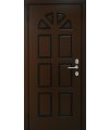 Дверь входная в квартиру Cerber 7 - Панель выполнена из МДФ с покрытием натуральным шпоном Венге с фрезеровкой. Фреза тонируется в цвет шпона. Гладкие наличники.